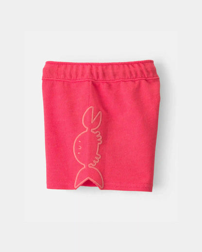 Baby Boy Crab French Terry Shorts - Coral