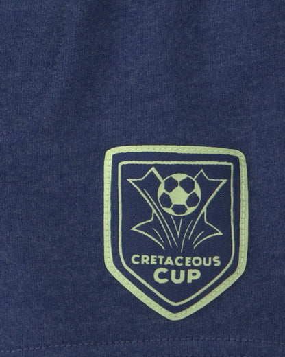 Baby Boy Dinosaur Soccer French Terry Shorts - Navy Blue