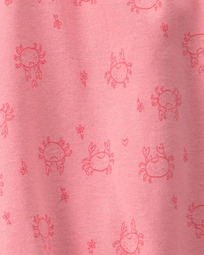 Baby Girl Crab Sleeveless Romper - Pink
