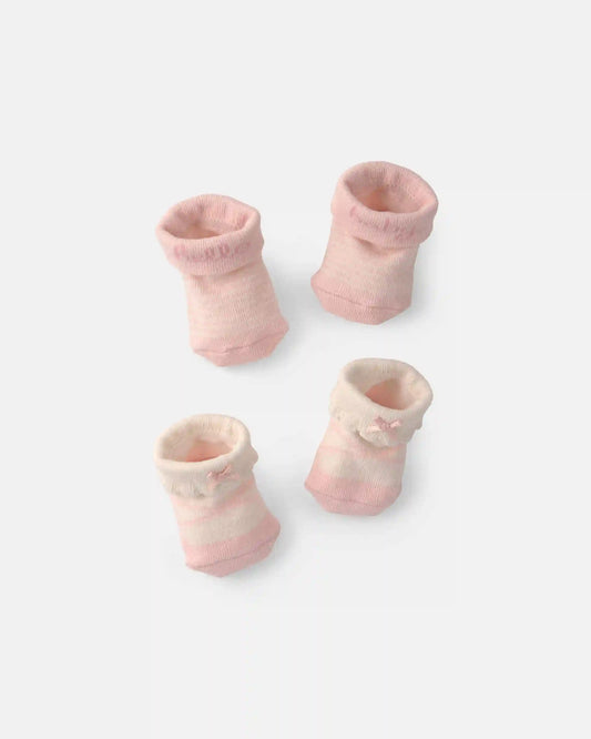 Baby Girl 2-Pack 'Hello Baby' Foldover Booties - Pink