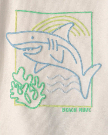 Baby Boy 3-Piece Shark Top, Bodysuit & Short Set - Green/Ivory