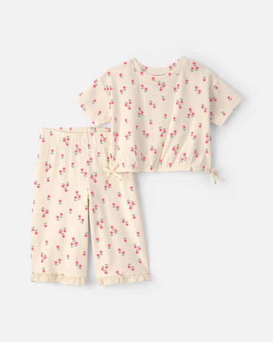 Baby Girl 2-Piece Short-Sleeve Top & Pant Set - Cream