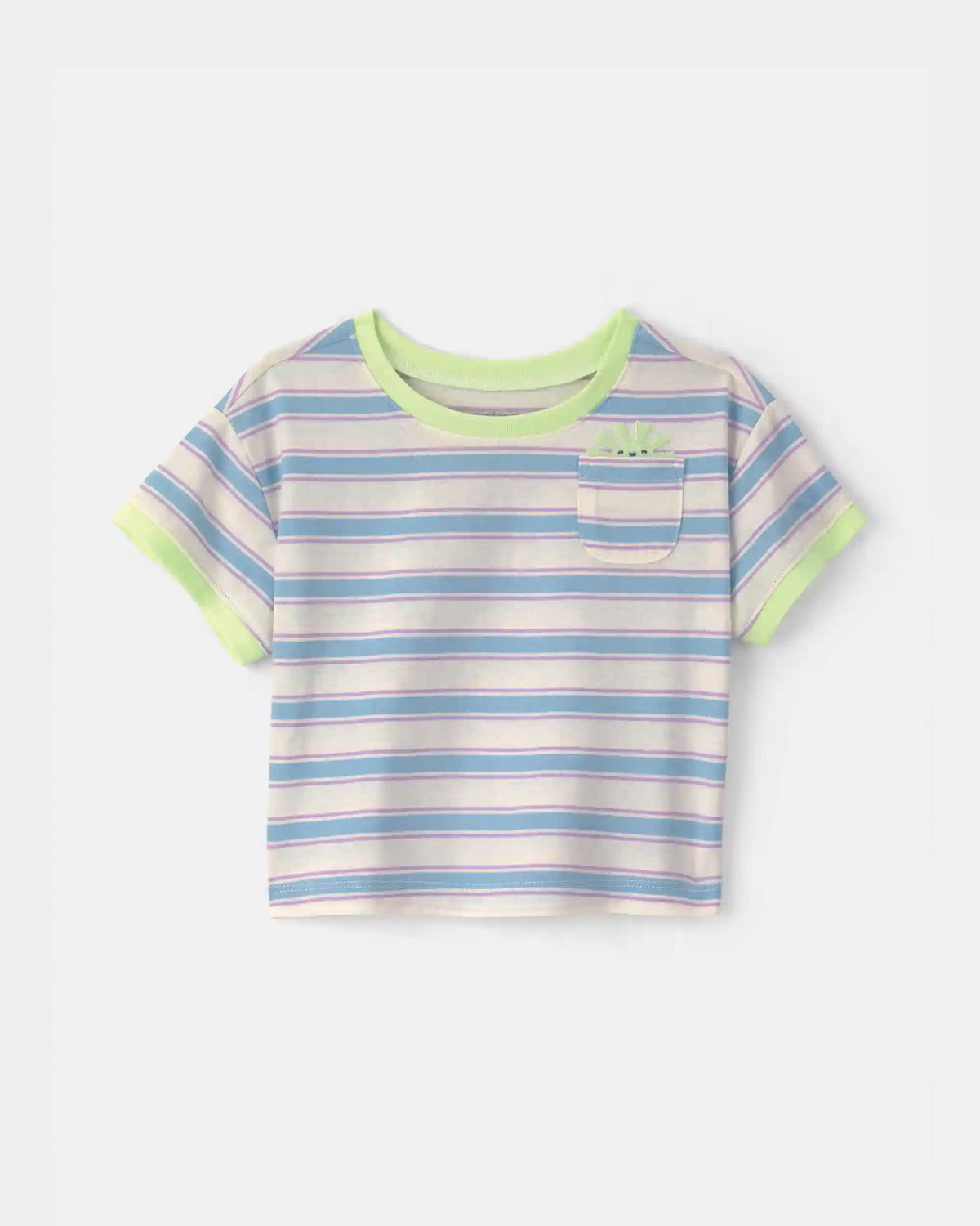 Baby Girl Striped Short-Sleeve Top - Blue/Ivory