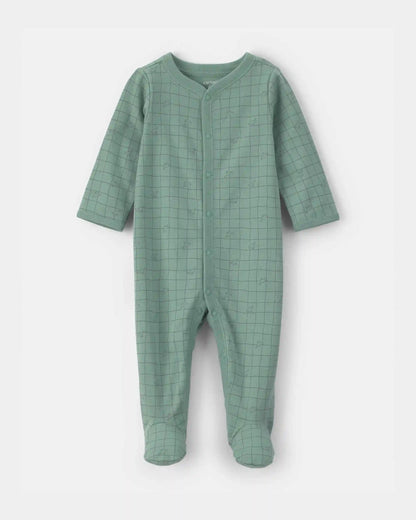 Baby Boy Dinosaur 100% Cotton Sleep & Play Pajamas - Green