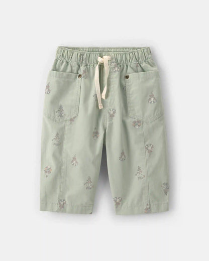 Baby Girl Floral Barrel Pants - Green