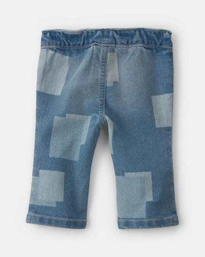Baby Girl Patchwork Straight-Leg Jeans - Medium Wash