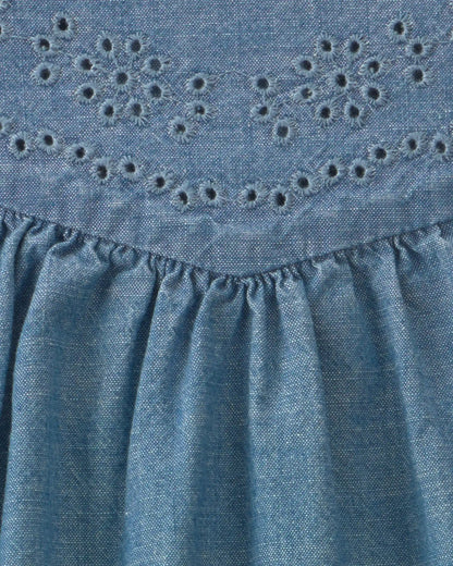 Baby Girl Chambray Peplim Top - Medium Wash