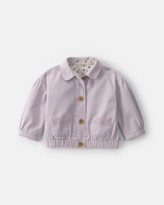 Baby Girl Twill Bomber Jacket - Purple