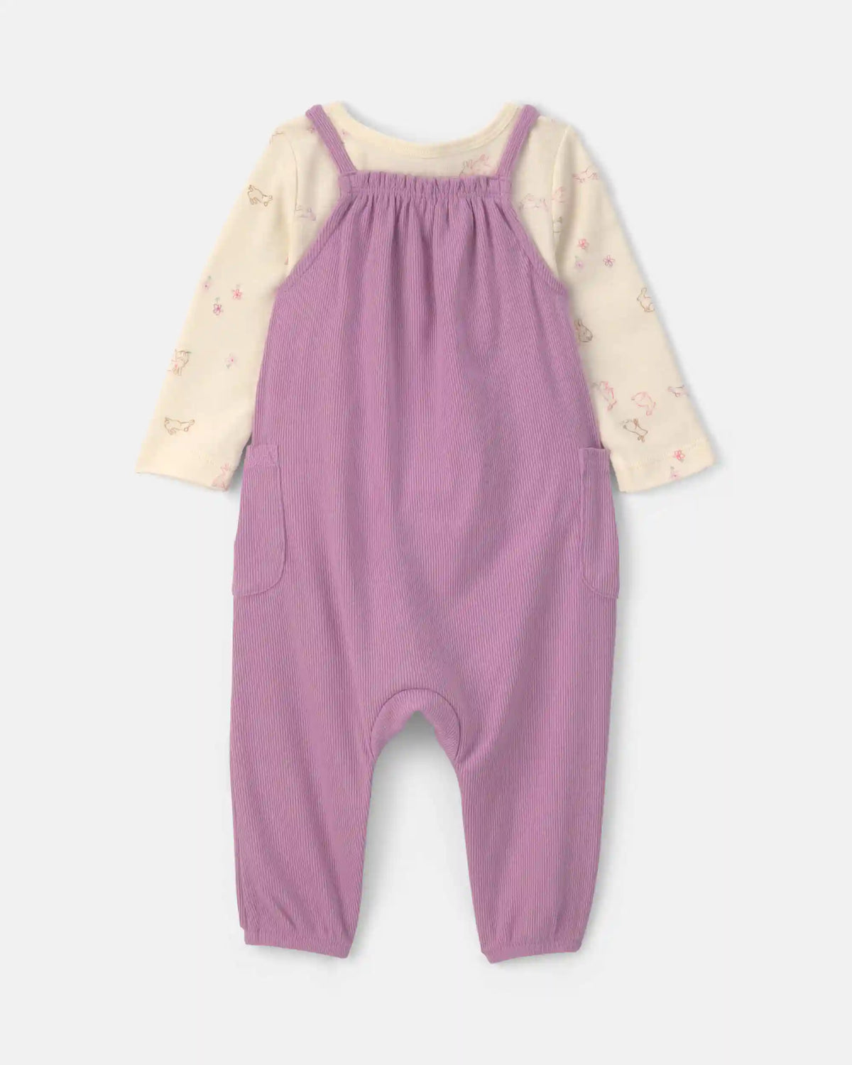 Baby Girl 2-Piece Long-Sleeve Overall Set - Purple