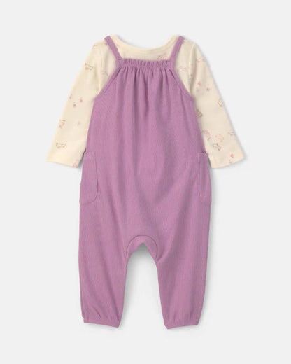 Baby Girl 2-Piece Long-Sleeve Overall Set - Purple