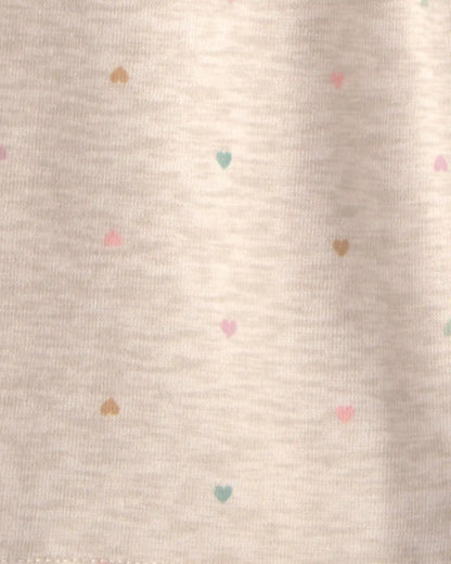 Baby Girl Heart Fleece Drawstring Pants - Cream