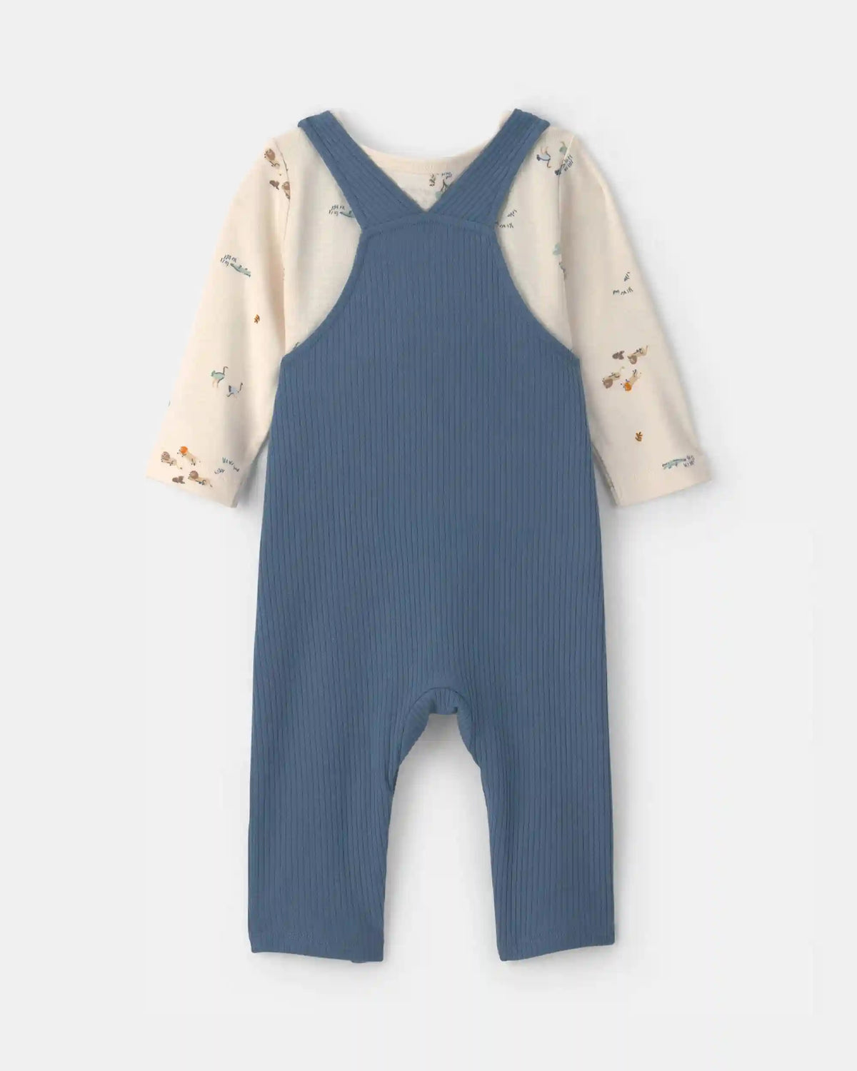 Baby Boy 2-Piece Safari Overall Set - Blue/Ivory
