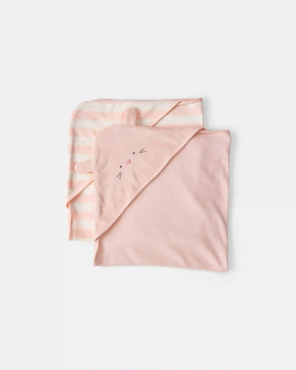 Baby Girl 2-Pack Bunny Terry Towels - Pink
