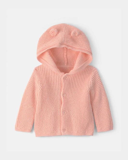 Baby Girl Bear Ears Hooded Sweater - Orange