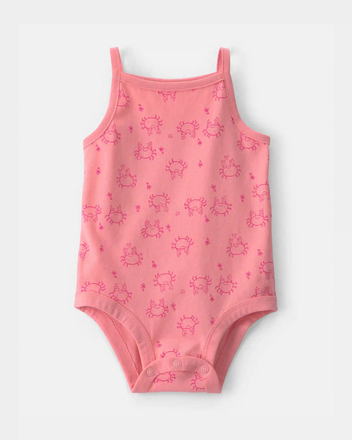 Baby Girl Crab Sleeveless Graphic Bodysuit - Coral