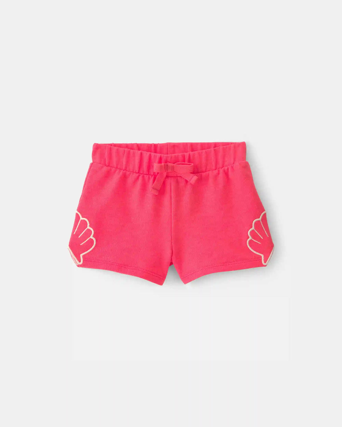 Baby Girl Shell French Terry Shorts - Coral