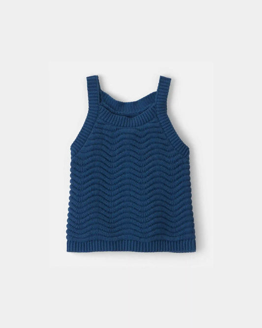 Baby Girl Sweater Knit Tank Top - Navy
