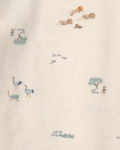 Baby Boy 4-Pack Safari Long-Sleeve Bodysuits - Blue/Grey/Ivory