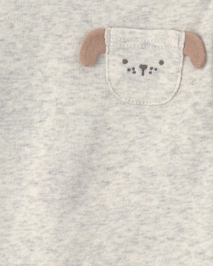 Baby 4-Pack Dog Long-Sleeve Bodysuits - Brown/Grey/Ivory