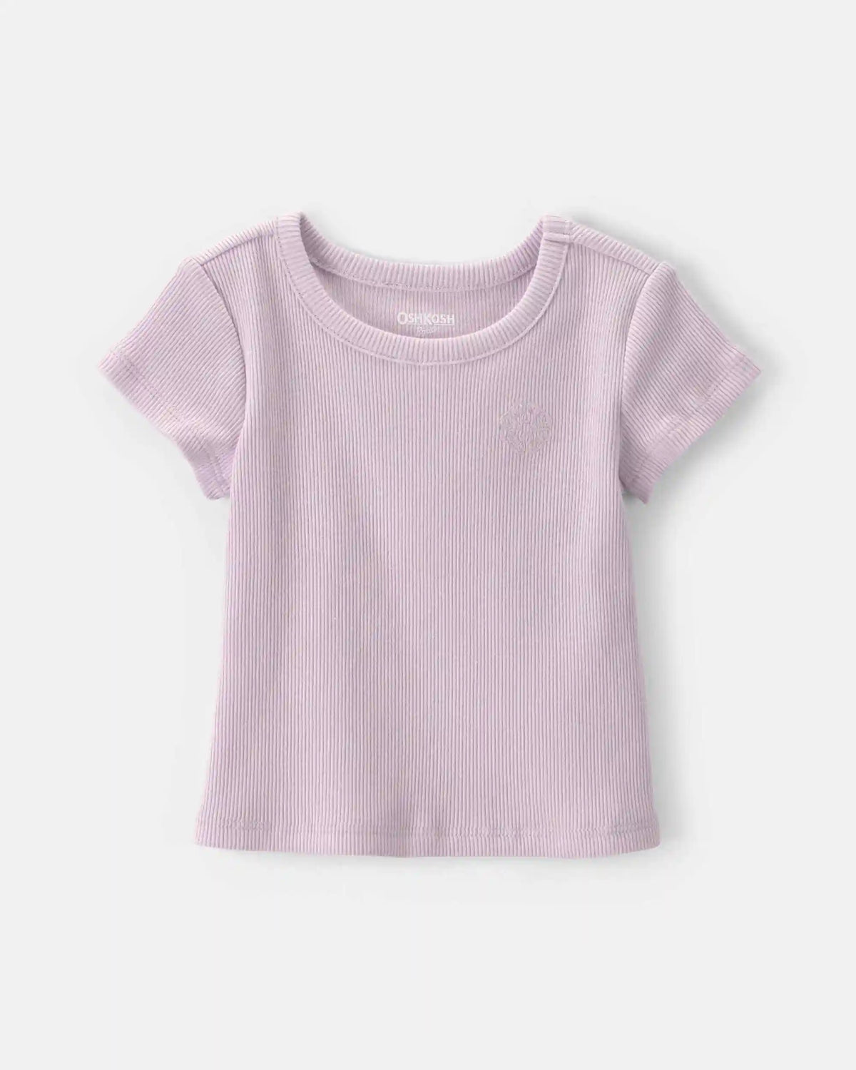 Baby Girl Logo Embroidered Ribbed Tee - Purple