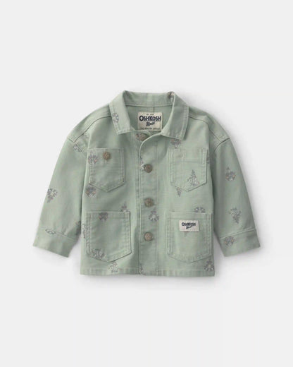 Baby Girl Floral Canvas Jacket - Green
