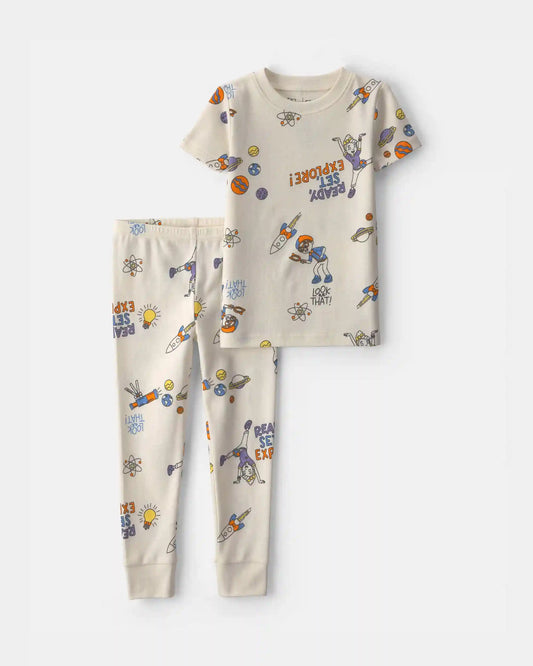 Baby 2-Piece Blippi Short-Sleeve Pajama Set - Cream
