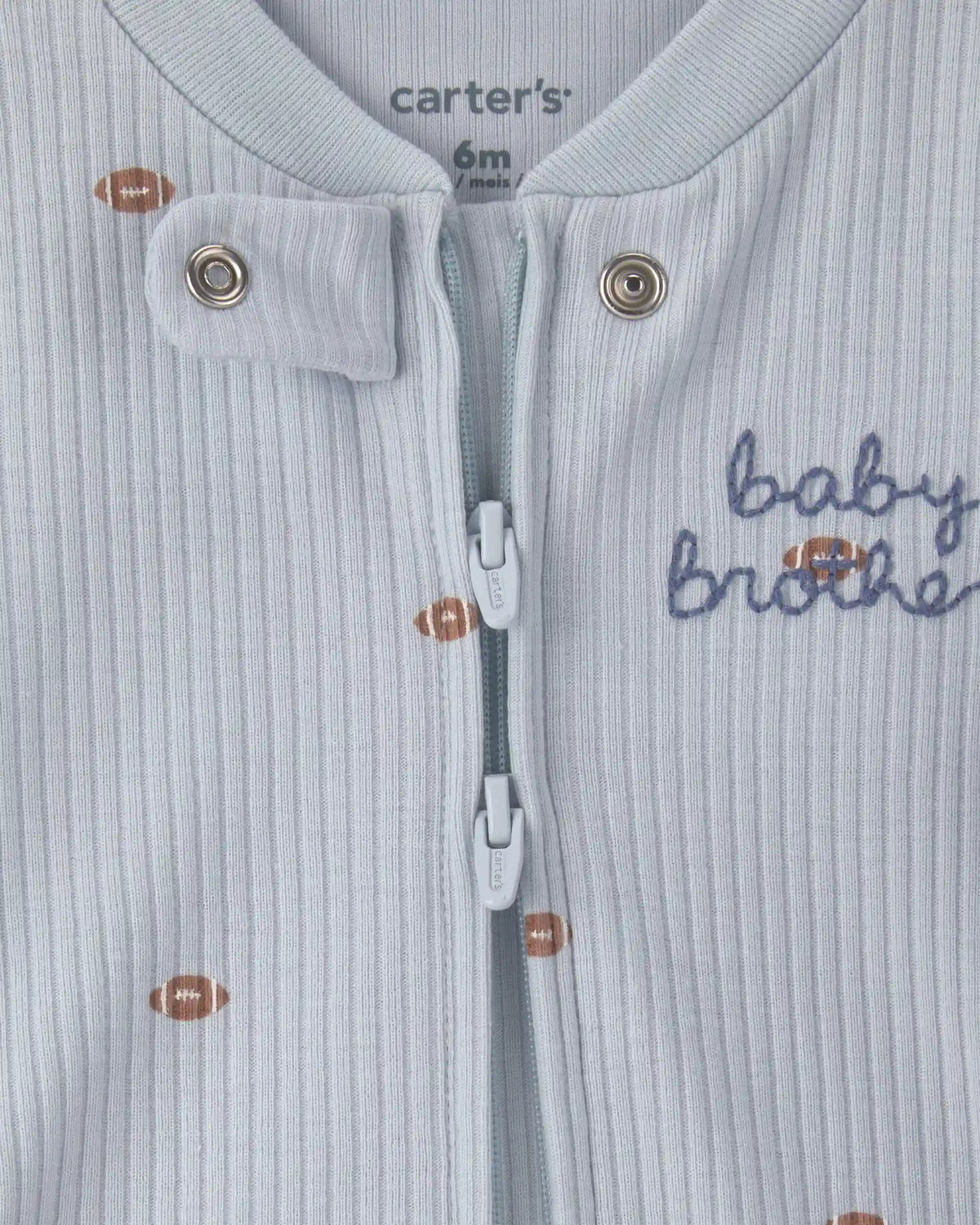 Baby Boy 'Baby Brother' Cotton 2-Way Zip Sleep & Play Pajamas - Blue