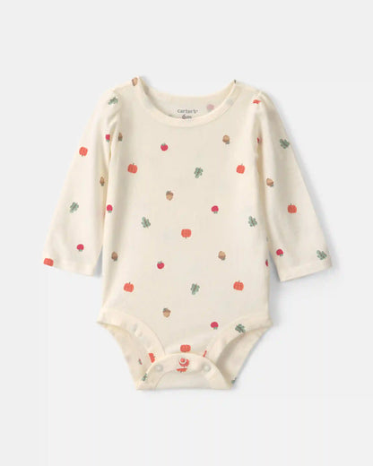 Baby Girl 3-Piece Thanksgiving Long-Sleeve Dress Set - Cream/Brown