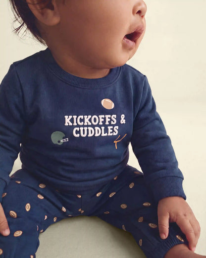 Baby Boy 2-Piece Football French Terry Pullover & Pant Set - Navy Blue