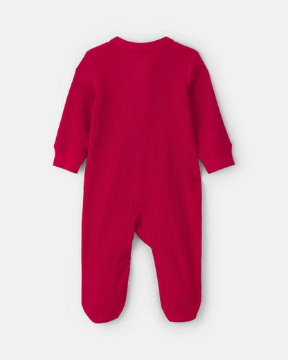 Baby 'My First Christmas' Cotton Thermal Sleep & Play Pajamas - Red