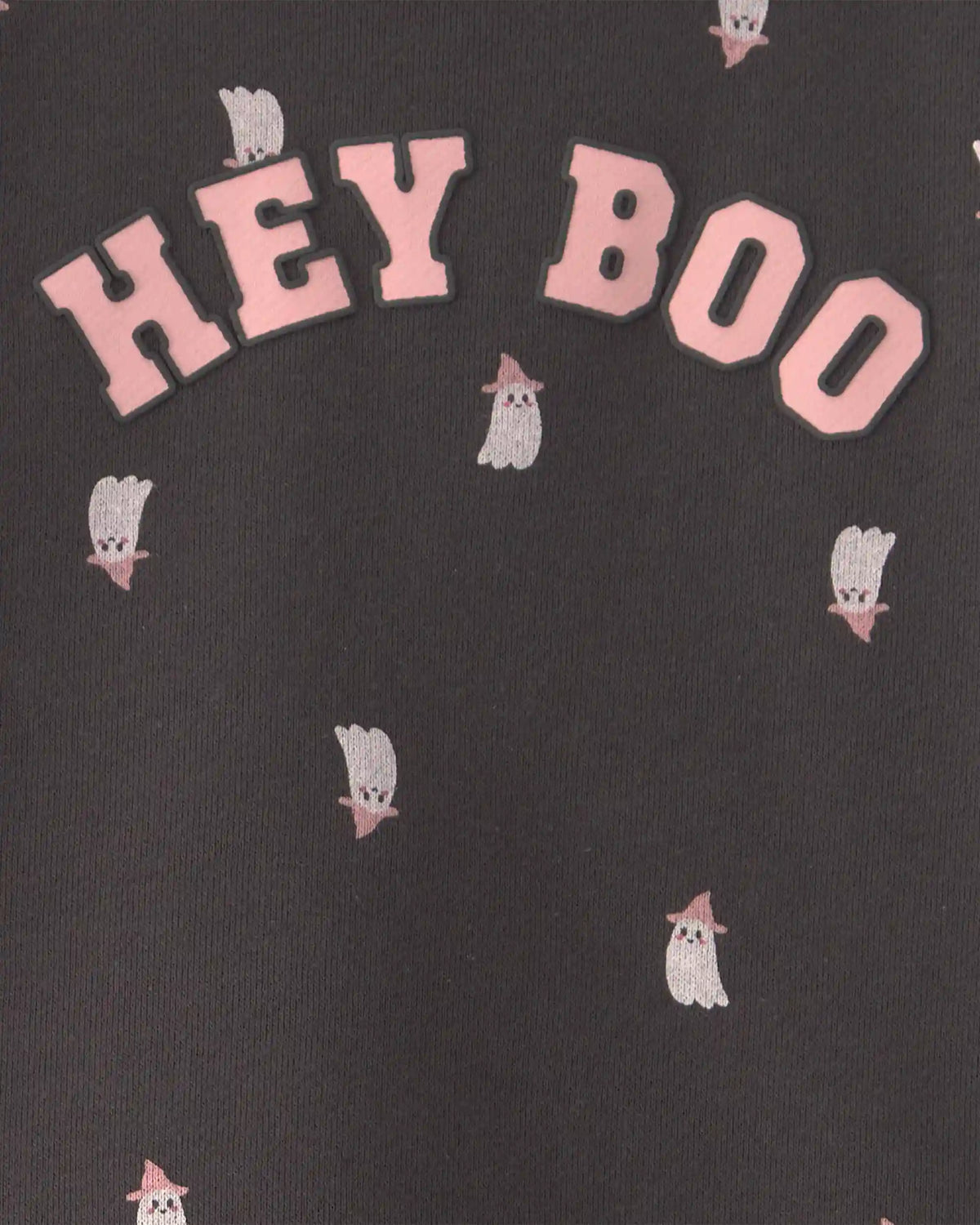 Baby Girl 'Hey Boo' Ghost French Terry Long-Sleeve Top & Pant Set - Black