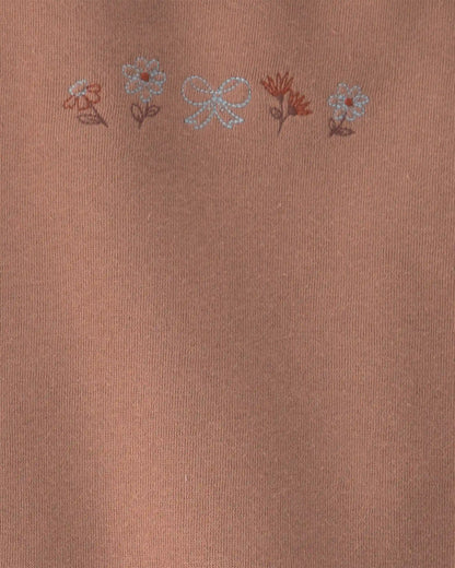 Baby Girl 2-Piece Floral Fleece Sweatshirt & Pant Set - Brown