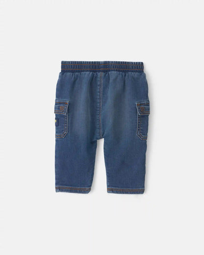 Baby Boy Denim Cargo Jeans - Medium Wash