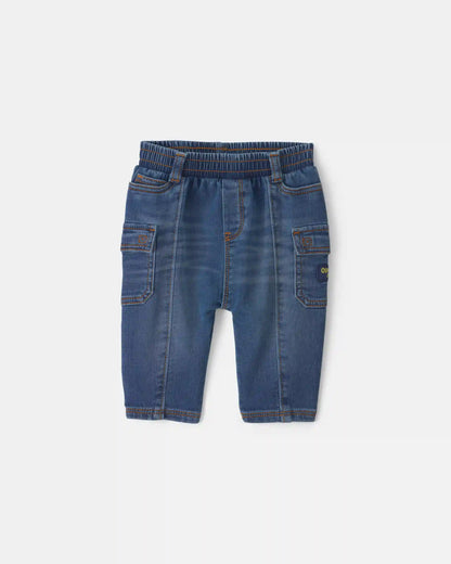 Baby Boy Denim Cargo Jeans - Medium Wash