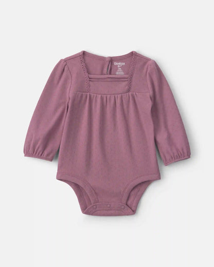 Baby Girl Long-Sleeve Fashion Bodysuit - Purple