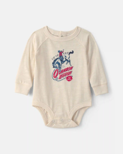 Baby Boy Cowboy Long-Sleeve Graphic Bodysuit - Cream