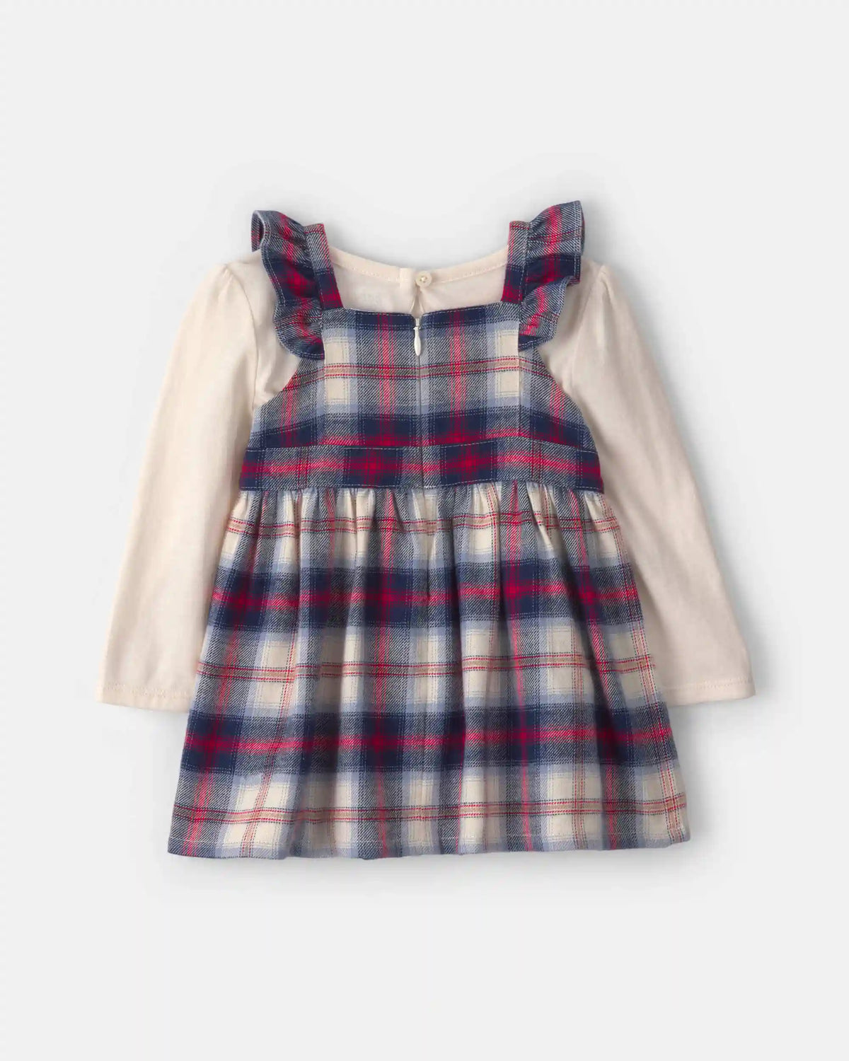 Baby Girl 2-Piece Plaid Flannel Long-Sleeve Dress Set