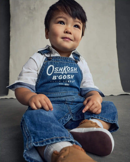 Baby Logo Denim Overalls - Dark Wash
