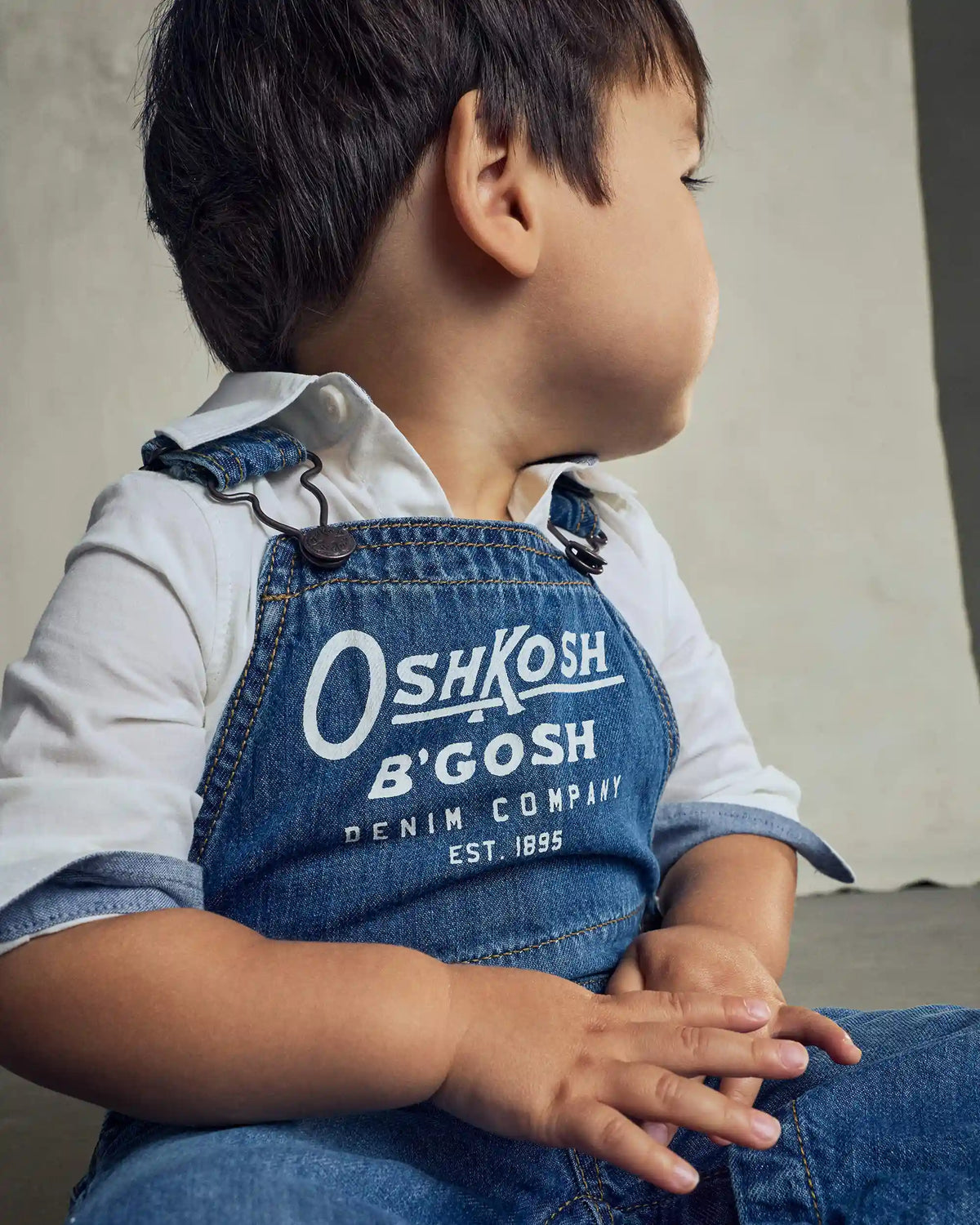 Baby Logo Denim Overalls - Dark Wash