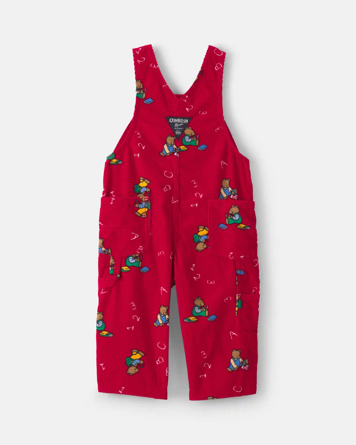 Baby Bear Corduroy Overalls - Red