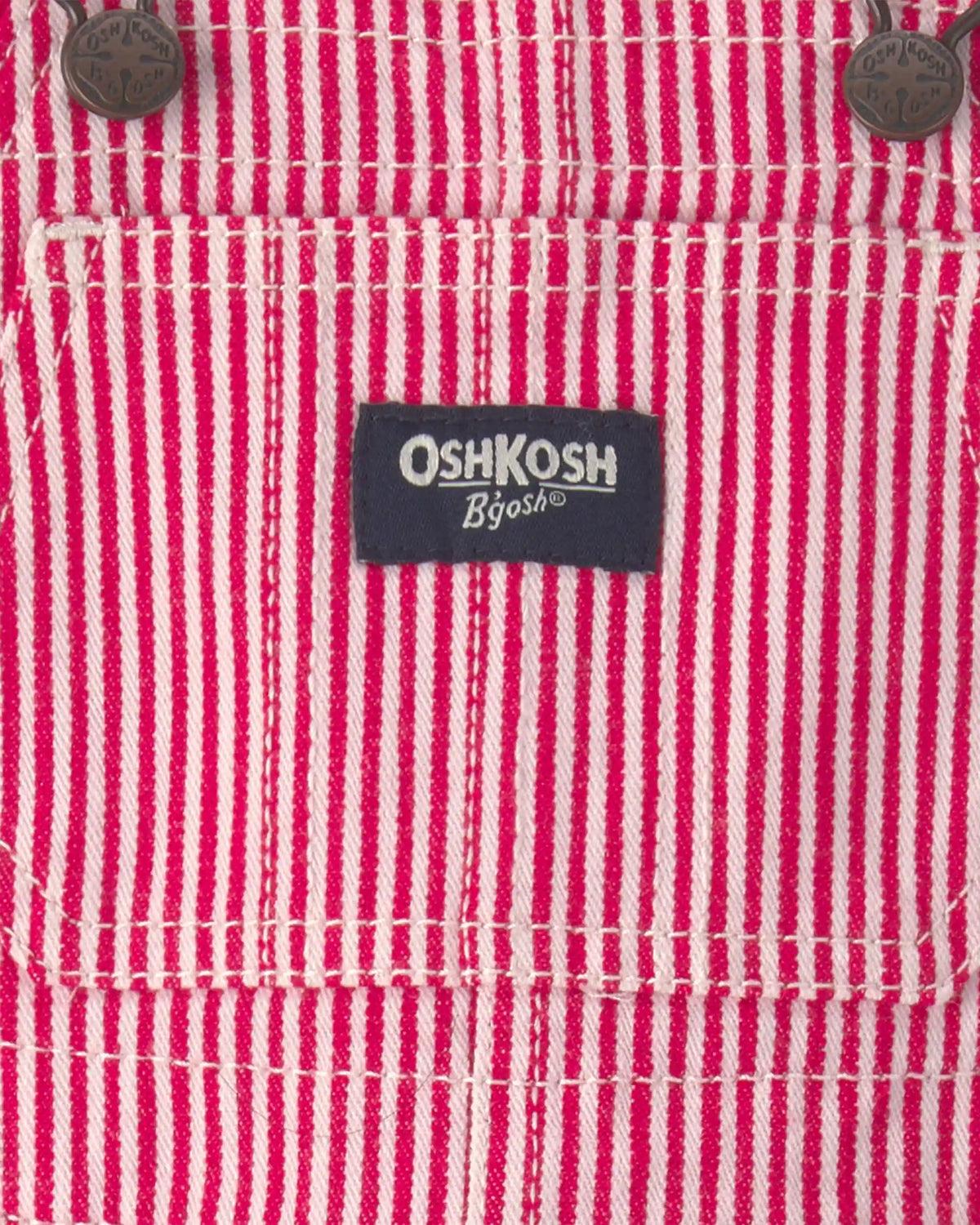 Baby Boy Hickory Stripe Overalls - Red/White