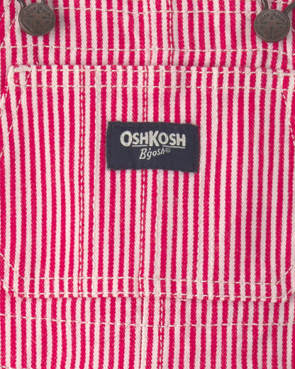 Baby Boy Hickory Stripe Overalls - Red/White