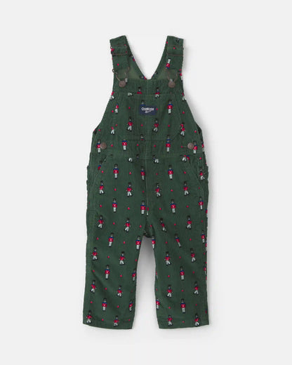 Baby Boy Nutcracker Corduroy Overalls - Green