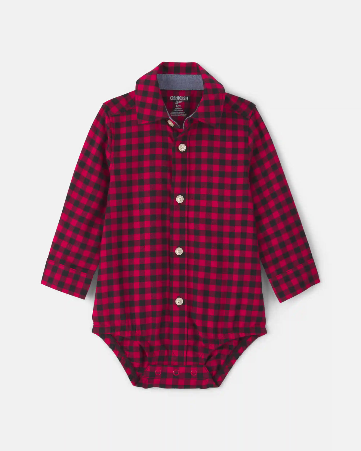 Baby Boy Buffalo Check Long-Sleeve Bodysuit - Red/Black