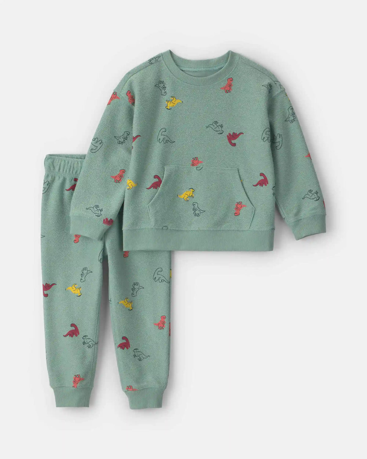 Baby Boy 2-Piece Dinosaur French Terry Sweatshirt & Pant Set - Green
