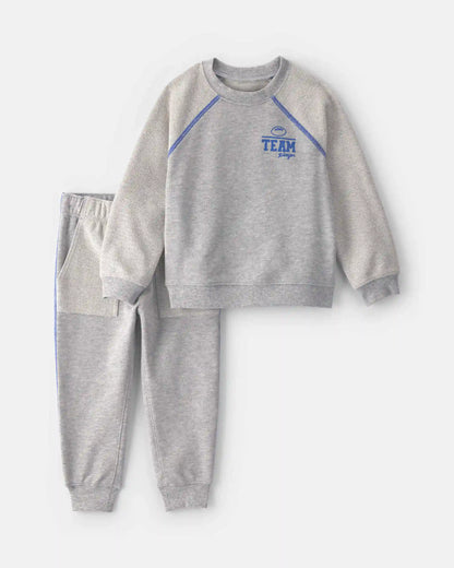 Baby Boy 2-Piece 'Team Player' French Terry Sweatshirt & Pant Set - Grey