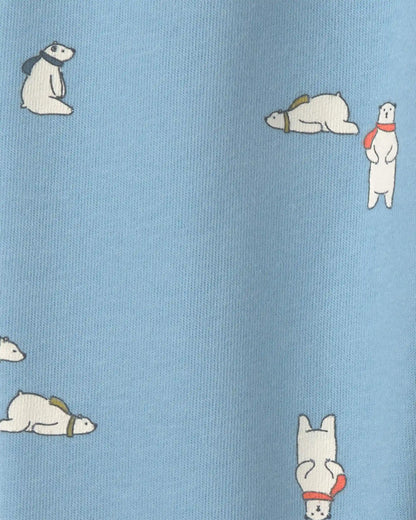Baby Boy 2-Piece Polar Bear Fleece Hooded Top & Pant Set - Grey/Blue