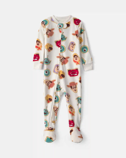 Baby Boy 1-Piece Pixar 2-Way Zip DreamPlush Snug Fit Footed Pajama - Cream