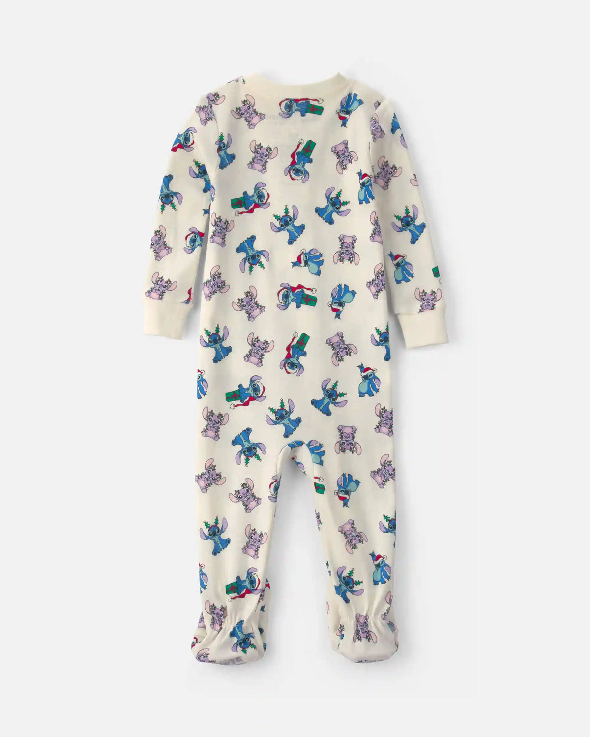 Baby 1-Piece Disney© Stitch Christmas 2-Way Zip 100% Cotton Snug Fit Footed Pajama - Ivory