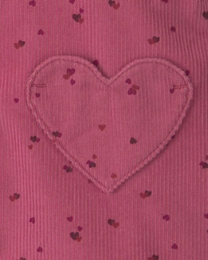 Baby Girl 3-Piece Heart Corduroy Long-Sleeve Dress Set - Pink/Cream